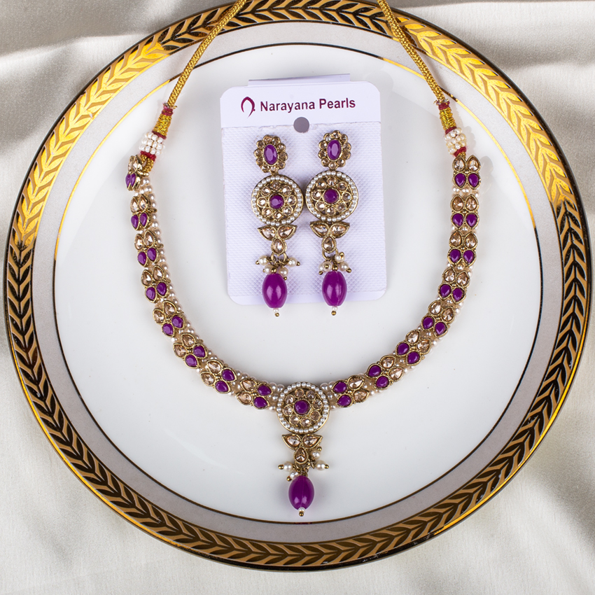 Narayana pearls top stone necklace